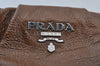 Authentic PRADA Vintage Enamel Shoulder Tote Bag Brown 7067J