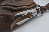 Authentic PRADA Vintage Enamel Shoulder Tote Bag Brown 7067J