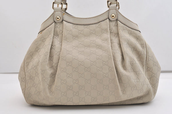 Authentic GUCCI Sukey Guccissima Hand Tote Bag GG Leather 211944 White 7070J