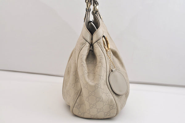 Authentic GUCCI Sukey Guccissima Hand Tote Bag GG Leather 211944 White 7070J
