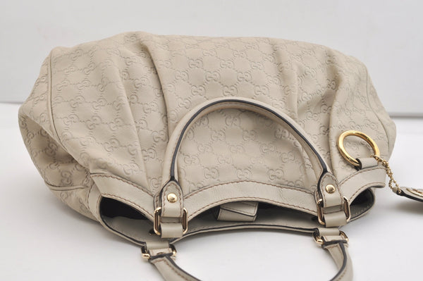 Authentic GUCCI Sukey Guccissima Hand Tote Bag GG Leather 211944 White 7070J