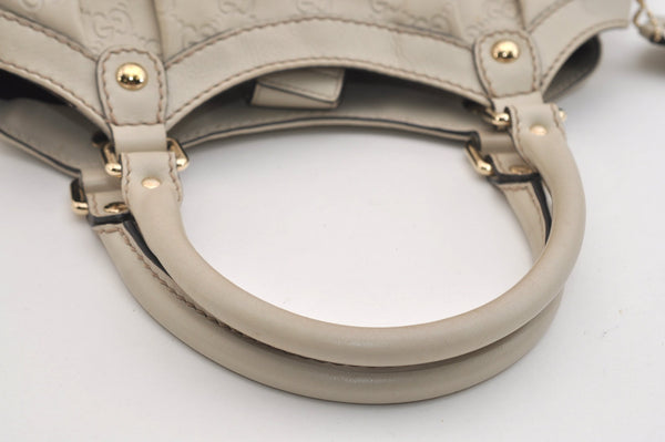 Authentic GUCCI Sukey Guccissima Hand Tote Bag GG Leather 211944 White 7070J