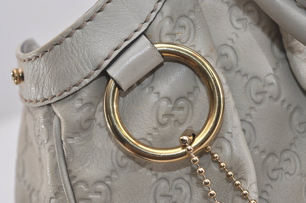 Authentic GUCCI Sukey Guccissima Hand Tote Bag GG Leather 211944 White 7070J