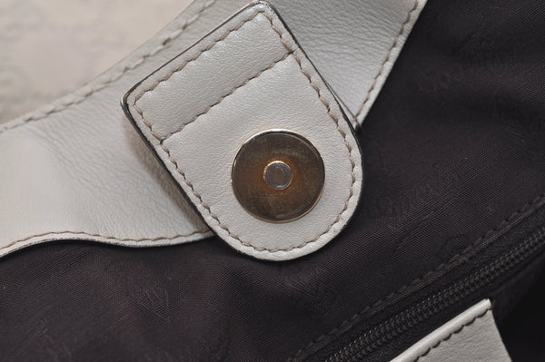 Authentic GUCCI Sukey Guccissima Hand Tote Bag GG Leather 211944 White 7070J