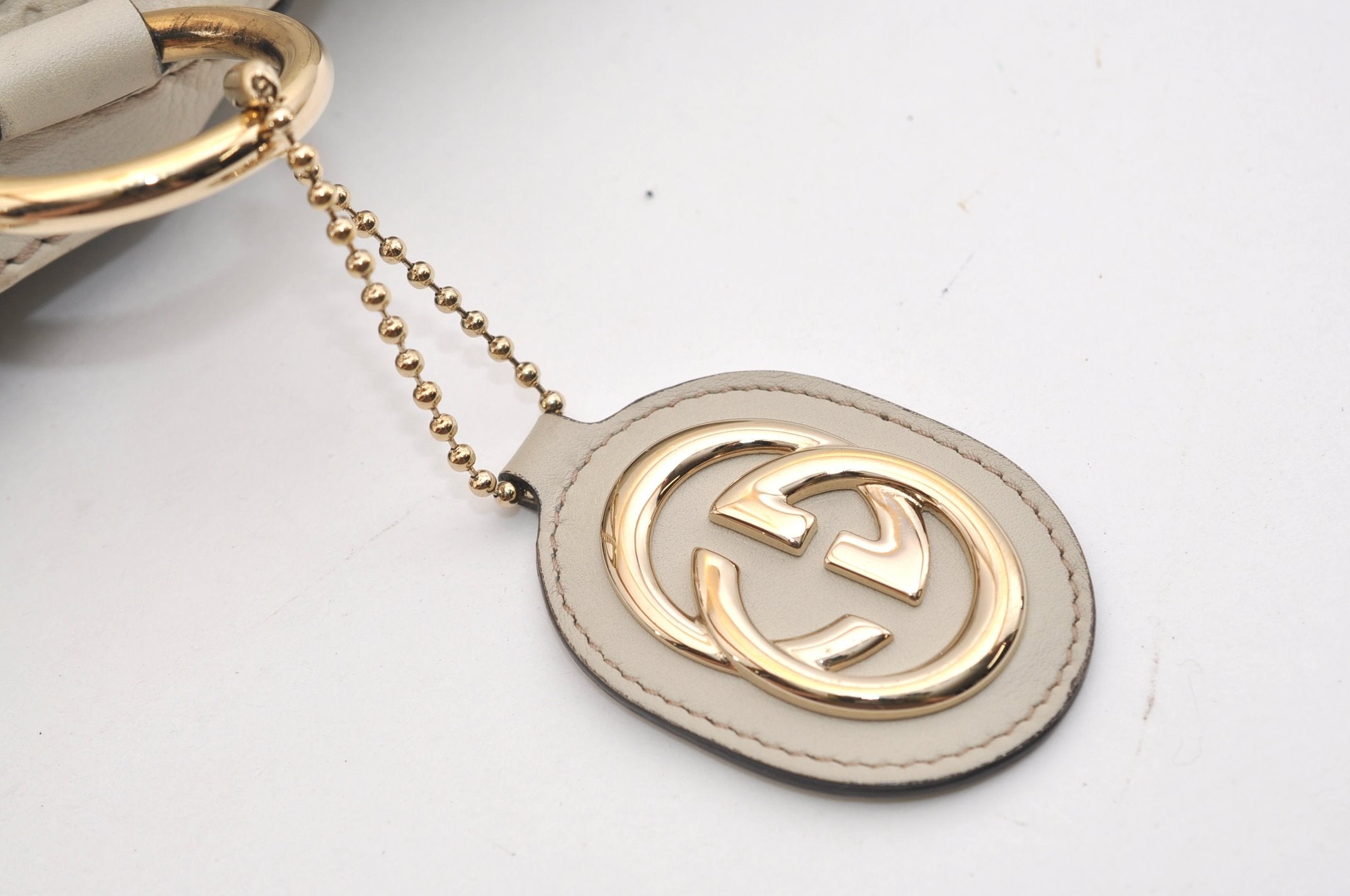 Authentic GUCCI Sukey Guccissima Hand Tote Bag GG Leather 211944 White 7070J