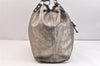 Authentic YVES SAINT LAURENT Sac Double Tote Bag Leather 168483 Silver 7071K