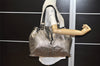 Authentic YVES SAINT LAURENT Sac Double Tote Bag Leather 168483 Silver 7071K