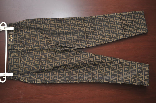 Authentic FENDI Vintage Zucca Pants Canvas USA 31inches Brown 7072M