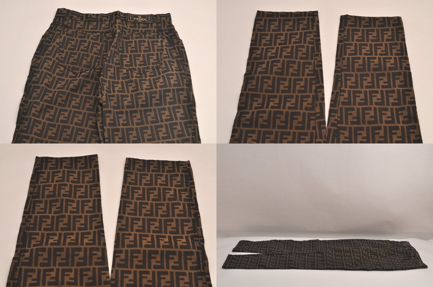 Authentic FENDI Vintage Zucca Pants Canvas USA 31inches Brown 7072M