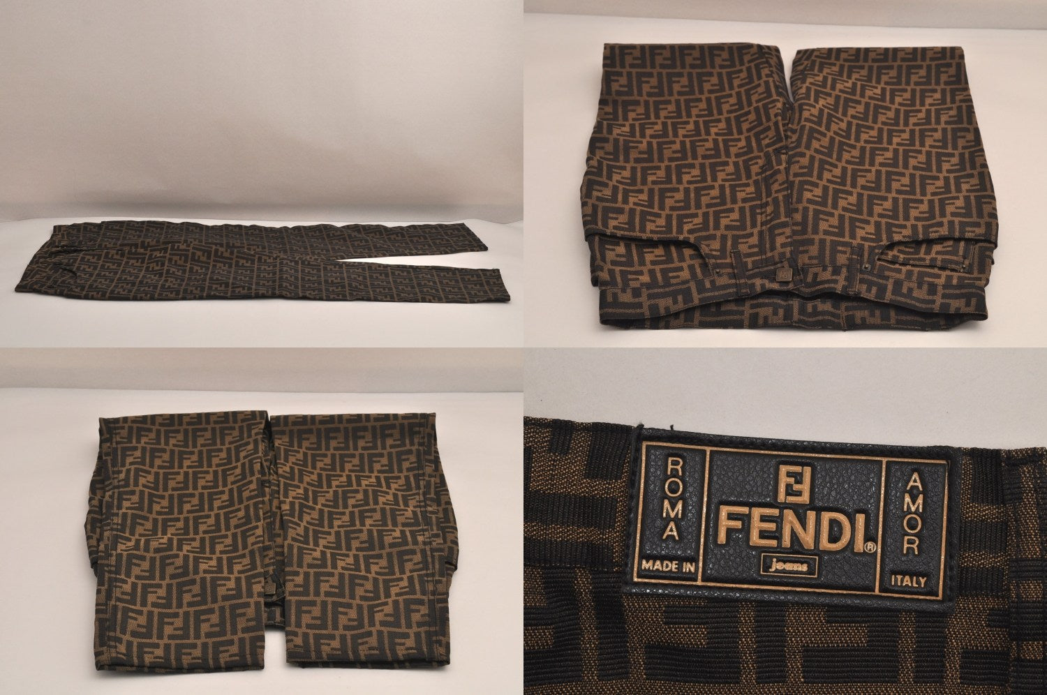 Authentic FENDI Vintage Zucca Pants Canvas USA 31inches Brown 7072M