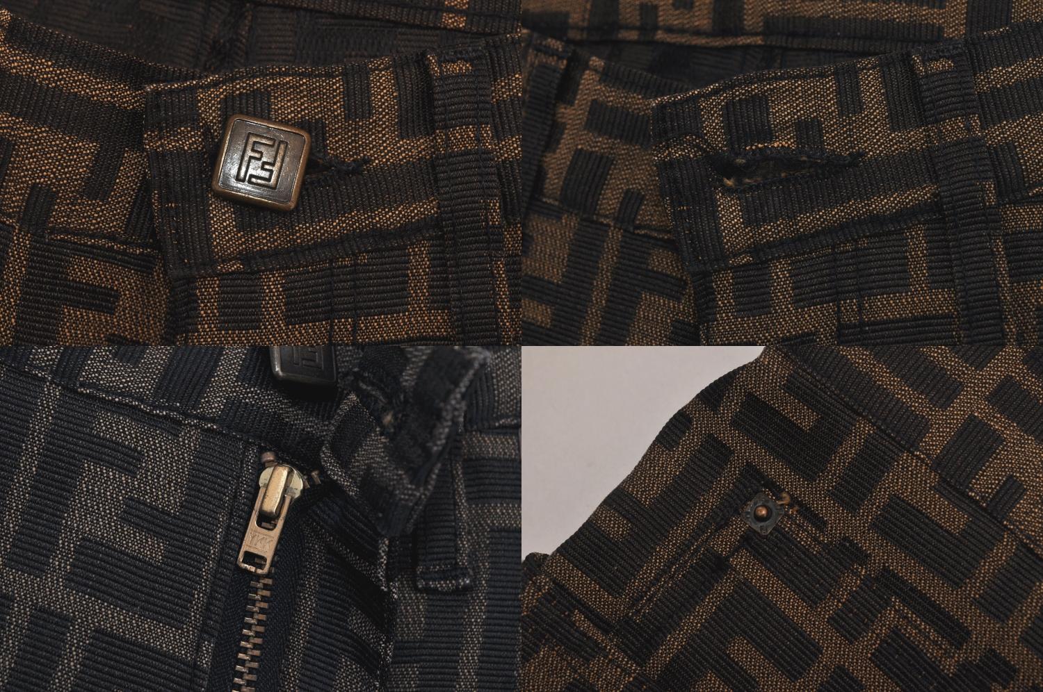Authentic FENDI Vintage Zucca Pants Canvas USA 31inches Brown 7072M
