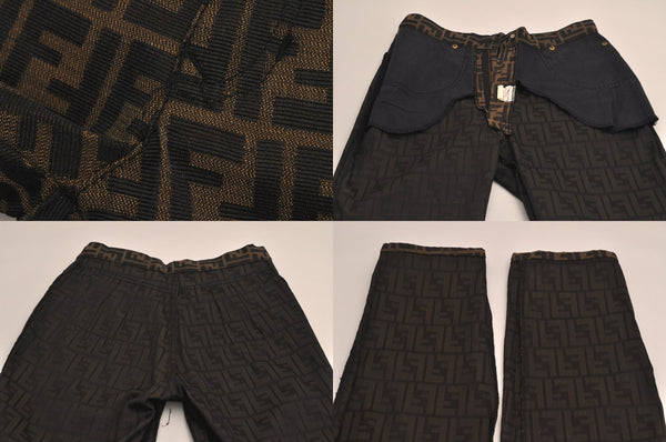 Authentic FENDI Vintage Zucca Pants Canvas USA 31inches Brown 7072M