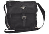 Authentic PRADA Nylon Tessuto Leather Shoulder Cross Body Bag Purse Black 7075K