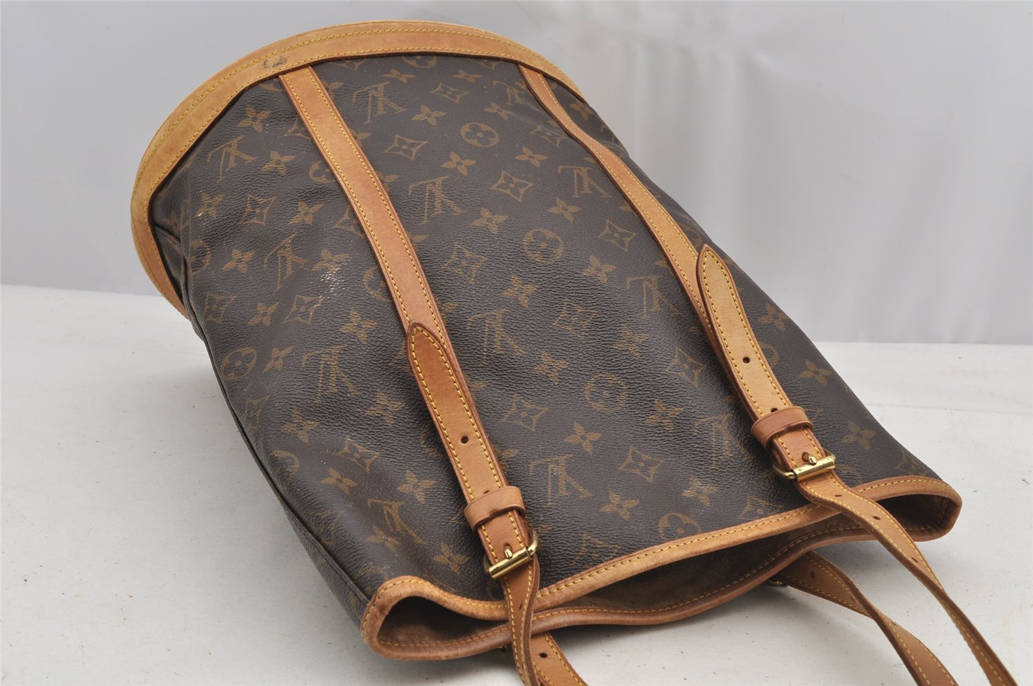 Authentic Louis Vuitton Monogram Bucket GM Shoulder Tote Bag M42236 Junk 7077I