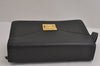 Authentic VERSACE Sunburst Vintage Leather Clutch Hand Bag Purse Black 7079J