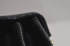 Authentic VERSACE Sunburst Vintage Leather Clutch Hand Bag Purse Black 7079J