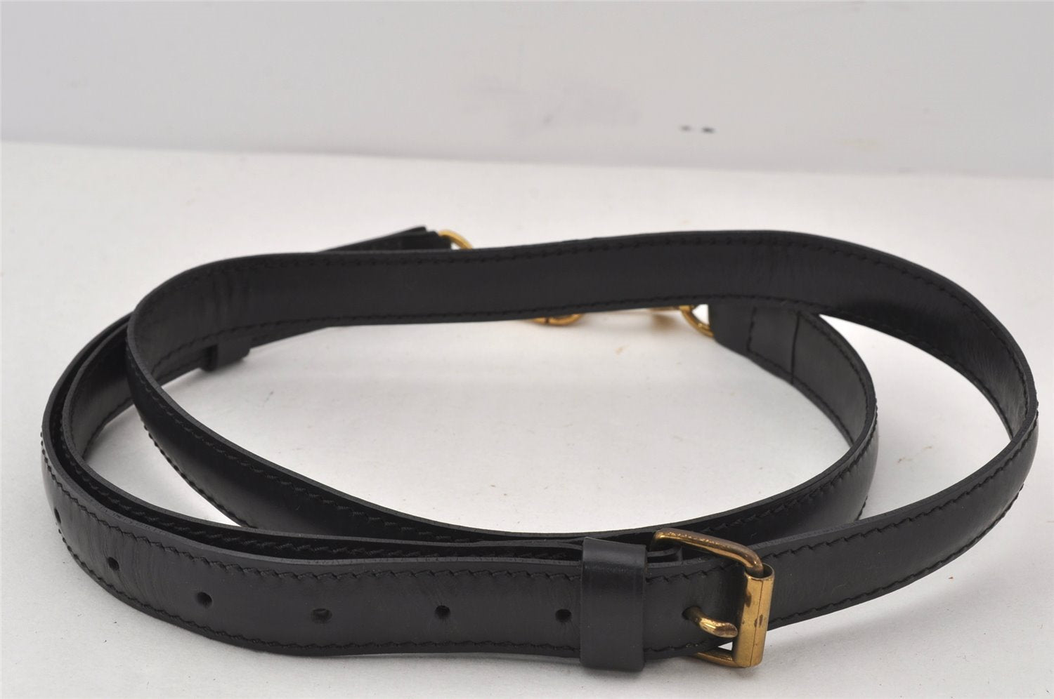 Authentic Louis Vuitton Leather Shoulder Strap Black 43.7-50.2