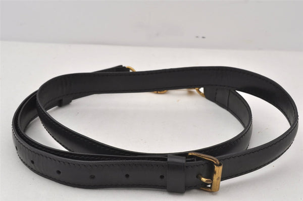 Authentic Louis Vuitton Leather Shoulder Strap Black 43.7-50.2" LV 7081K