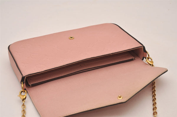Auth Louis Vuitton Monogram Empreinte Pochette Felice Shoulder Bag Pink 7082I
