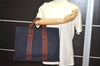 Authentic HERMES Fourre Tout MM Vintage Hand Tote Bag Canvas Navy 7084I