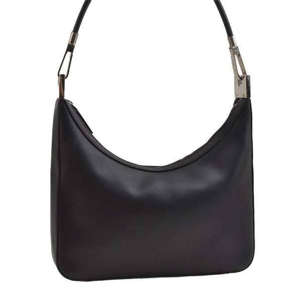 Authentic GUCCI Vintage Shoulder Bag Purse Leather 0013812 Black 7087I