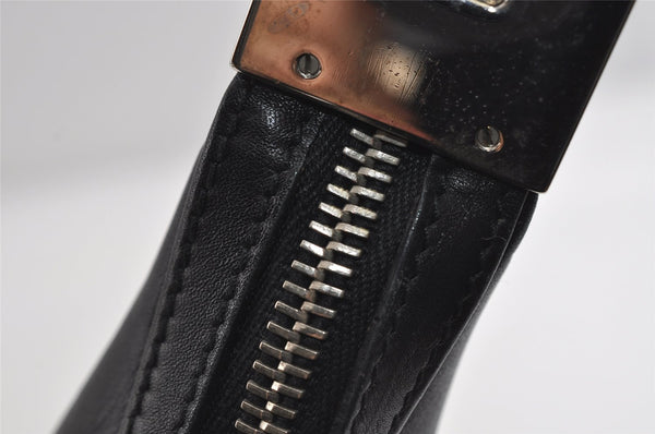 Authentic GUCCI Vintage Shoulder Bag Purse Leather 0013812 Black 7087I