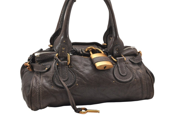 Authentic Chloe Vintage Paddington Leather Shoulder Hand Bag Brown 7087K