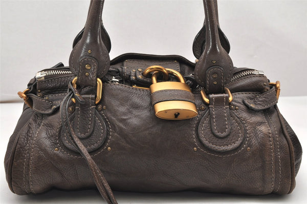 Authentic Chloe Vintage Paddington Leather Shoulder Hand Bag Brown 7087K