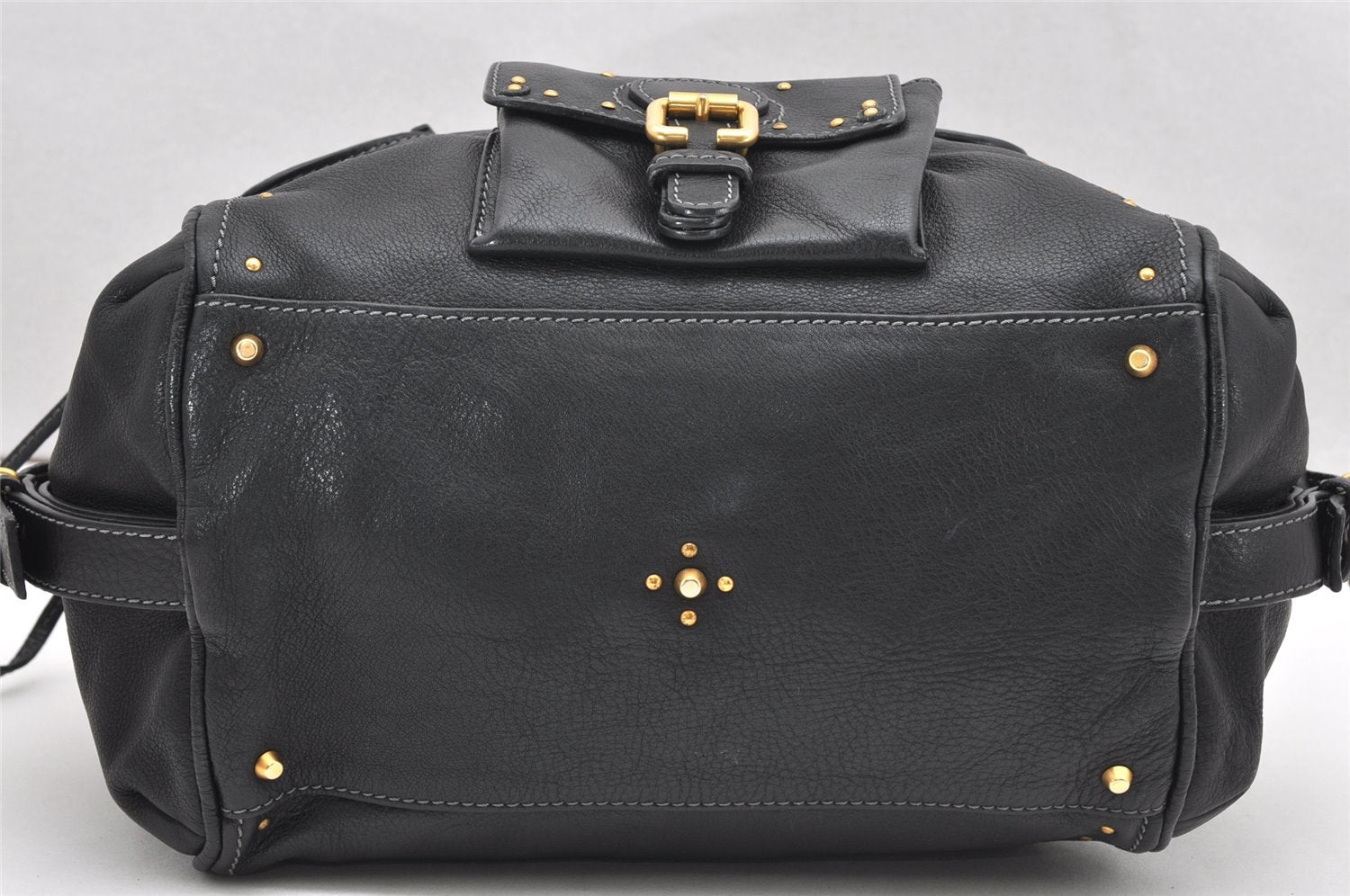 Authentic Chloe Vintage Paddington Leather Shoulder Hand Bag Black 7089K