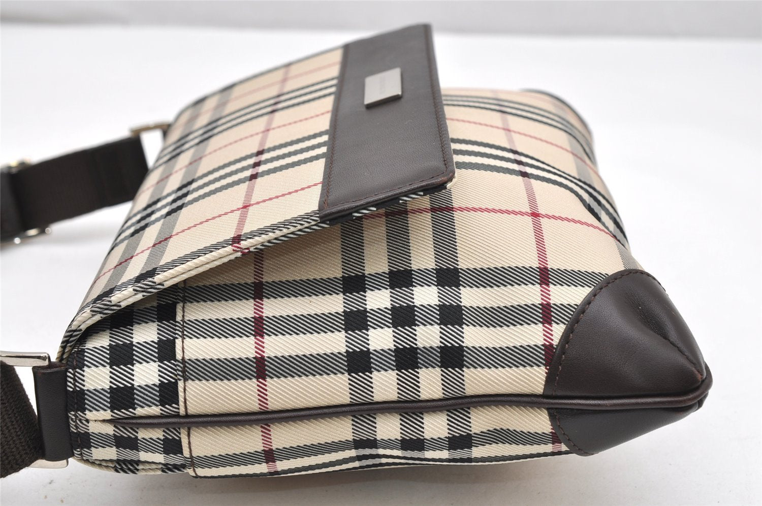 Authentic BURBERRY Nova Check Shoulder Cross Bag Canvas Leather Beige 7094K