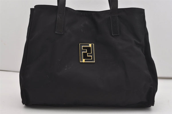 Authentic FENDI Vintage Shoulder Hand Bag Nylon Leather Black 7095I