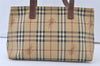 Authentic BURBERRY Vintage Nova Check Shoulder Tote Bag PVC Leather Beige 7095K