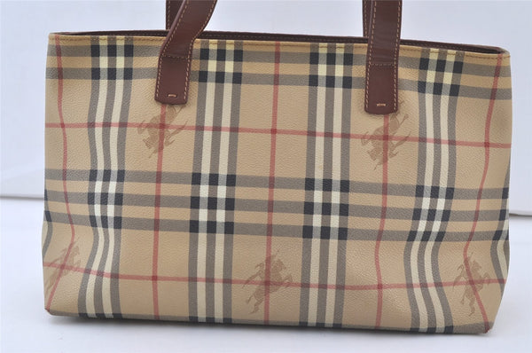 Authentic BURBERRY Vintage Nova Check Shoulder Tote Bag PVC Leather Beige 7095K