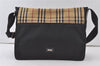 Authentic BURBERRY Nova Check Shoulder Cross Bag Nylon Leather Black 7096K