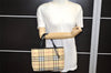 Authentic BURBERRY Vintage Nova Check PVC Leather Hand Bag Purse Beige 7097K