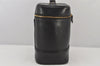 Authentic VERSACE Vintage Sunburst Vanity Hand Bag Purse Leather Black 7099K