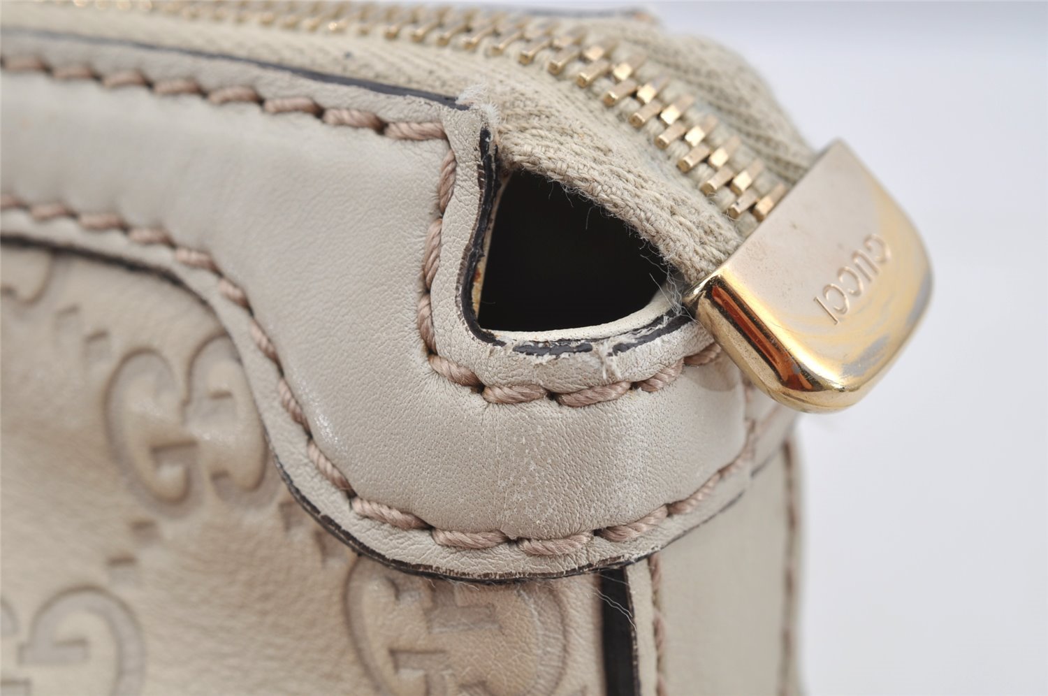 Authentic GUCCI Sukey Guccissima 2Way Hand Bag GG Leather 247902 White 7100I