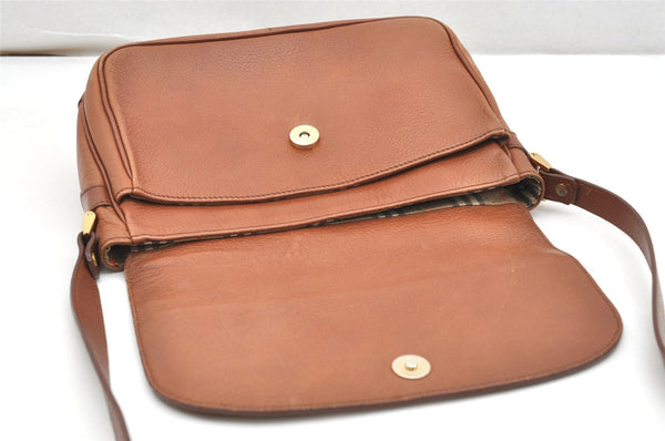 Authentic Burberrys Vintage Leather Shoulder Cross Body Bag Purse Brown 7100K