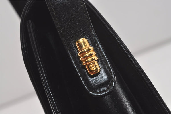 Authentic GUCCI Vintage Shoulder Cross Body Bag Purse Leather Black 7101I