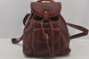 Authentic GUCCI Bamboo Drawstring Backpack Purse Leather Bordeaux 7101J