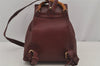 Authentic GUCCI Bamboo Drawstring Backpack Purse Leather Bordeaux 7101J