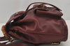 Authentic GUCCI Bamboo Drawstring Backpack Purse Leather Bordeaux 7101J