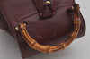 Authentic GUCCI Bamboo Drawstring Backpack Purse Leather Bordeaux 7101J