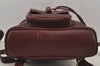 Authentic GUCCI Bamboo Drawstring Backpack Purse Leather Bordeaux 7101J