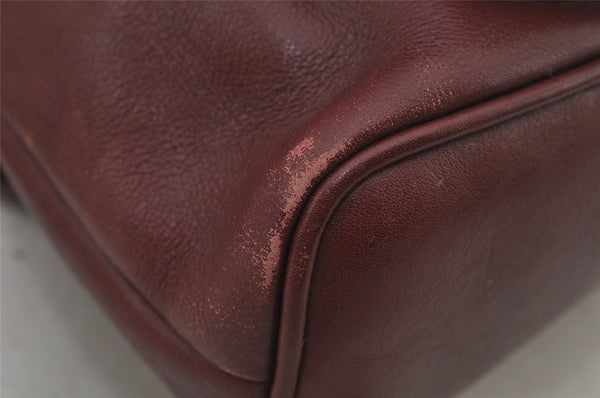 Authentic GUCCI Bamboo Drawstring Backpack Purse Leather Bordeaux 7101J