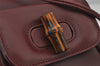 Authentic GUCCI Bamboo Drawstring Backpack Purse Leather Bordeaux 7101J