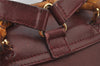 Authentic GUCCI Bamboo Drawstring Backpack Purse Leather Bordeaux 7101J