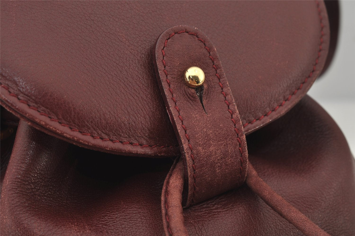 Authentic GUCCI Bamboo Drawstring Backpack Purse Leather Bordeaux 7101J