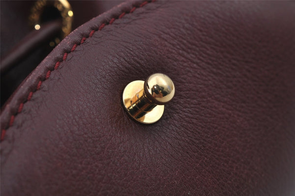 Authentic GUCCI Bamboo Drawstring Backpack Purse Leather Bordeaux 7101J