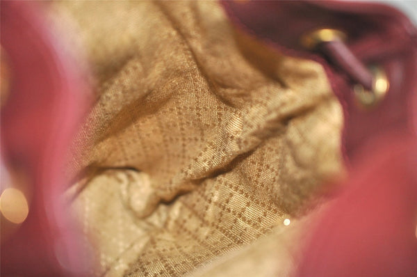 Authentic GUCCI Bamboo Drawstring Backpack Purse Leather Bordeaux 7101J